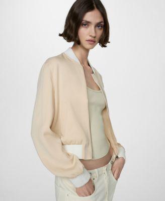 Mango Womens Linen Lyocell Bomber Jacket Product Image