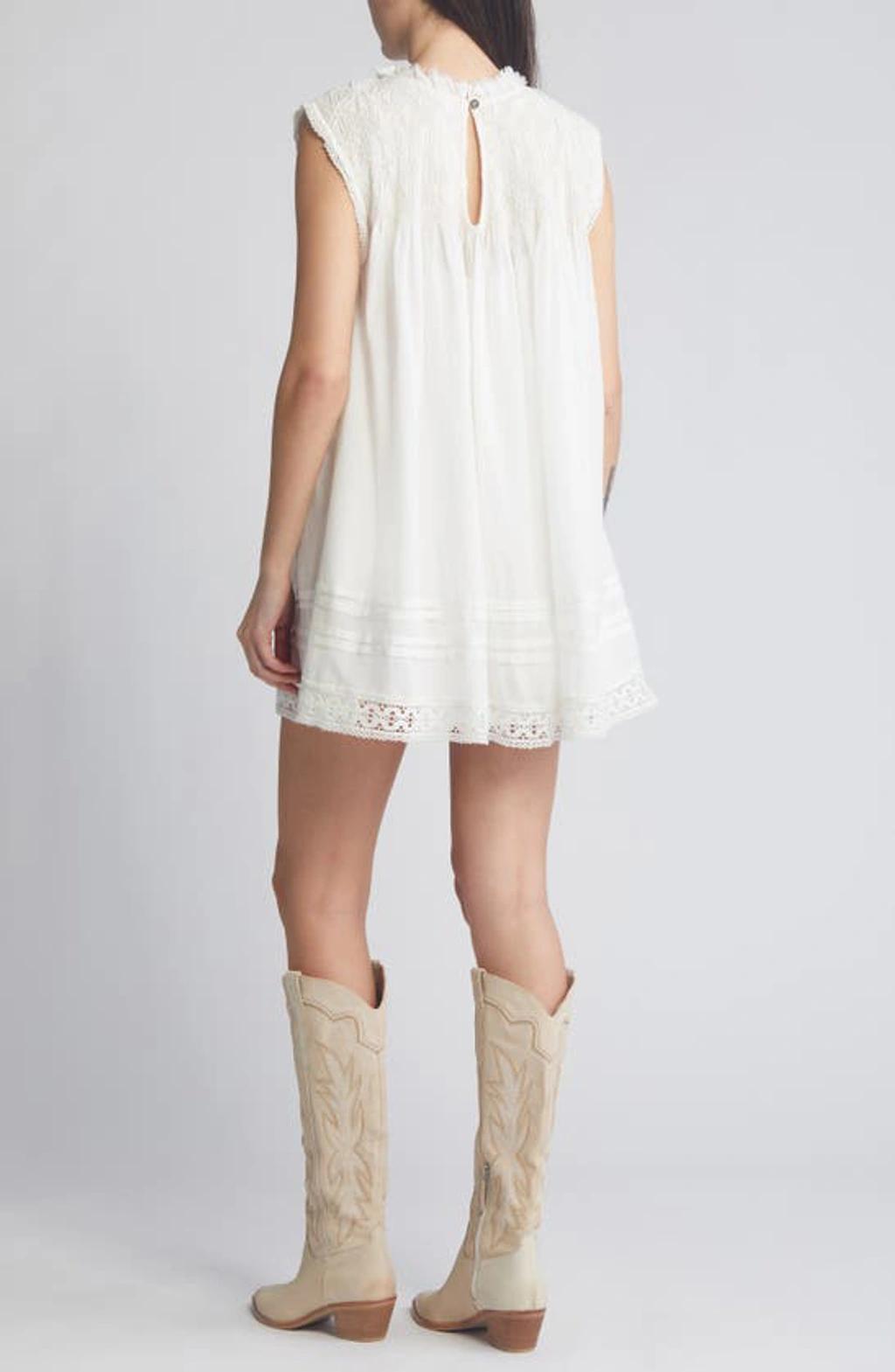 Shea Smocked Yoke Shift Minidress In Ivory Product Image