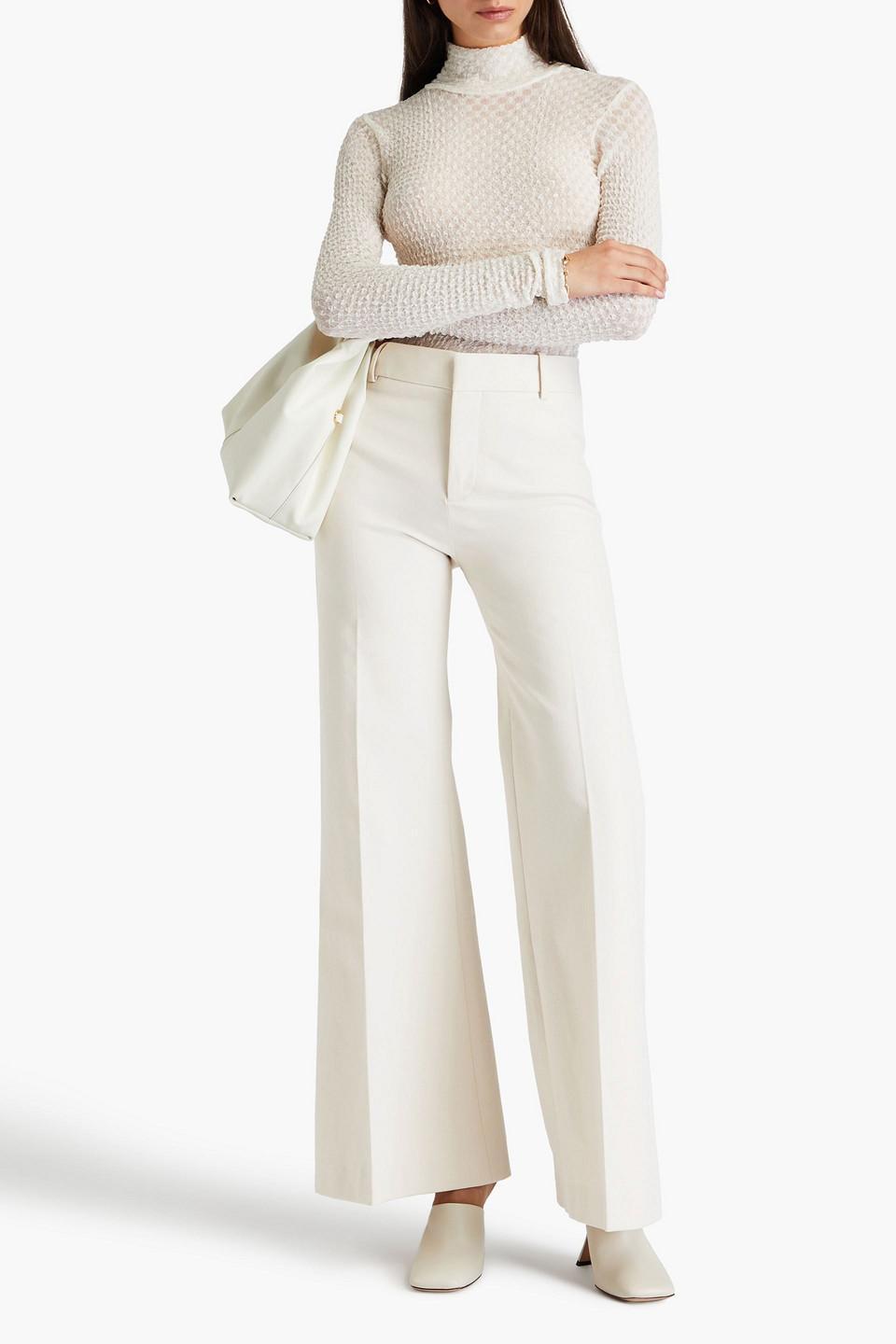 FRAME Le Palazzo Cotton-blend Twill Wide-leg Pants In Off-white Product Image