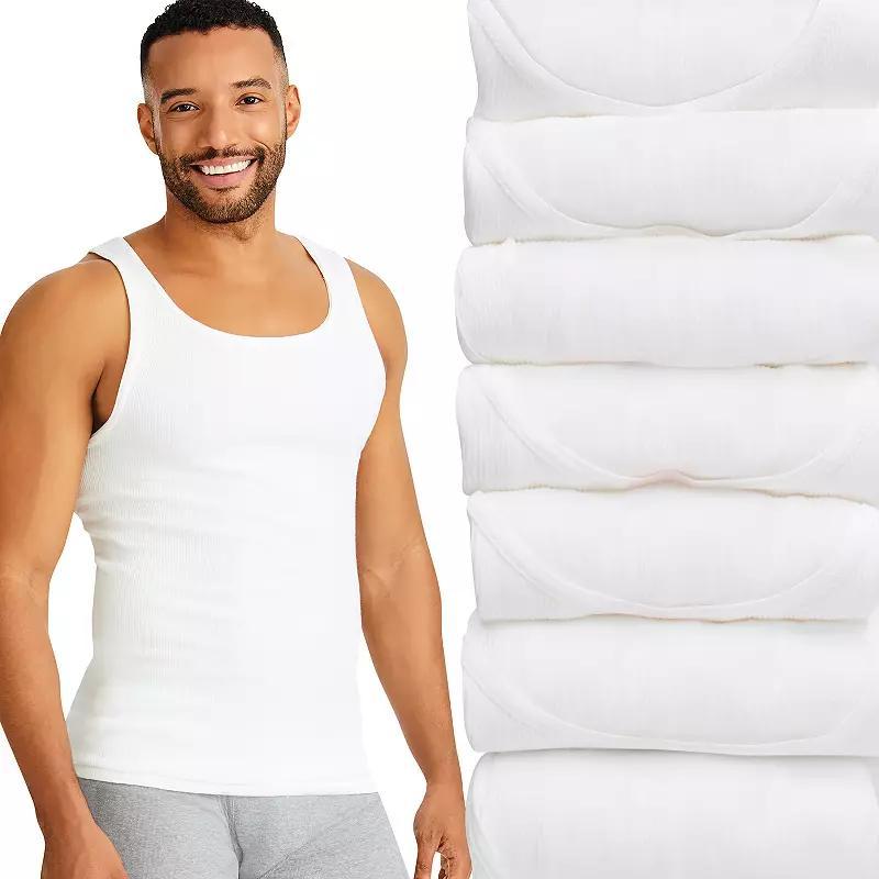 Mens Hanes Ultimate 7-pack +1 Bonus ComfortSoft Tanks White Product Image