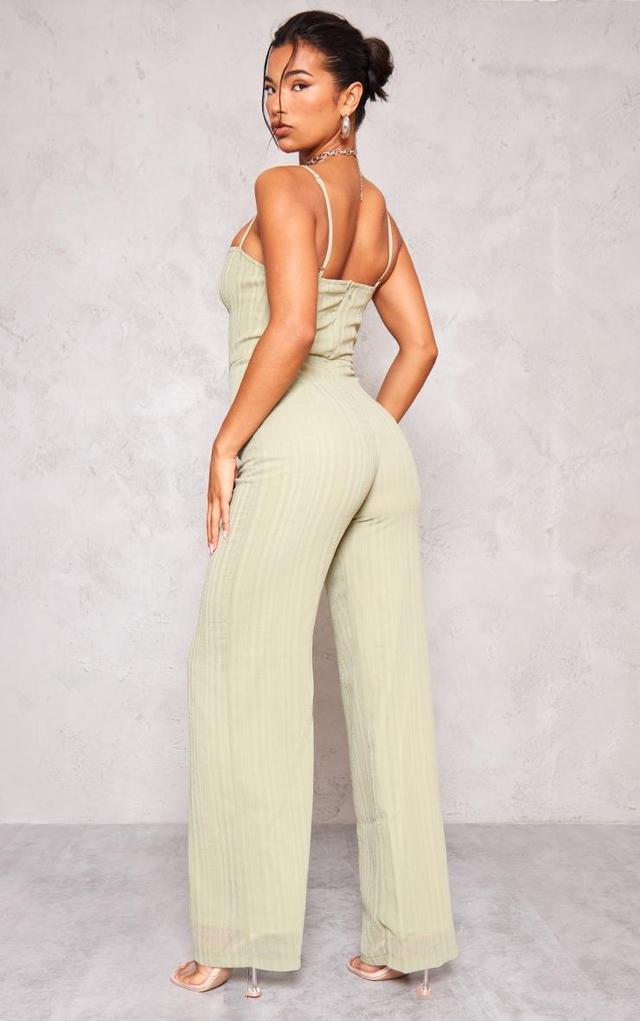 Sage Striped Underwired Wide Leg Jumpsuit Product Image