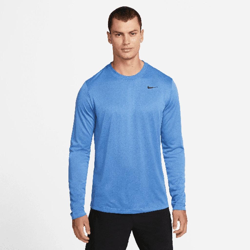 Men's Relaxed-fit Long-sleeve Fitness T-shirt In Blue Product Image