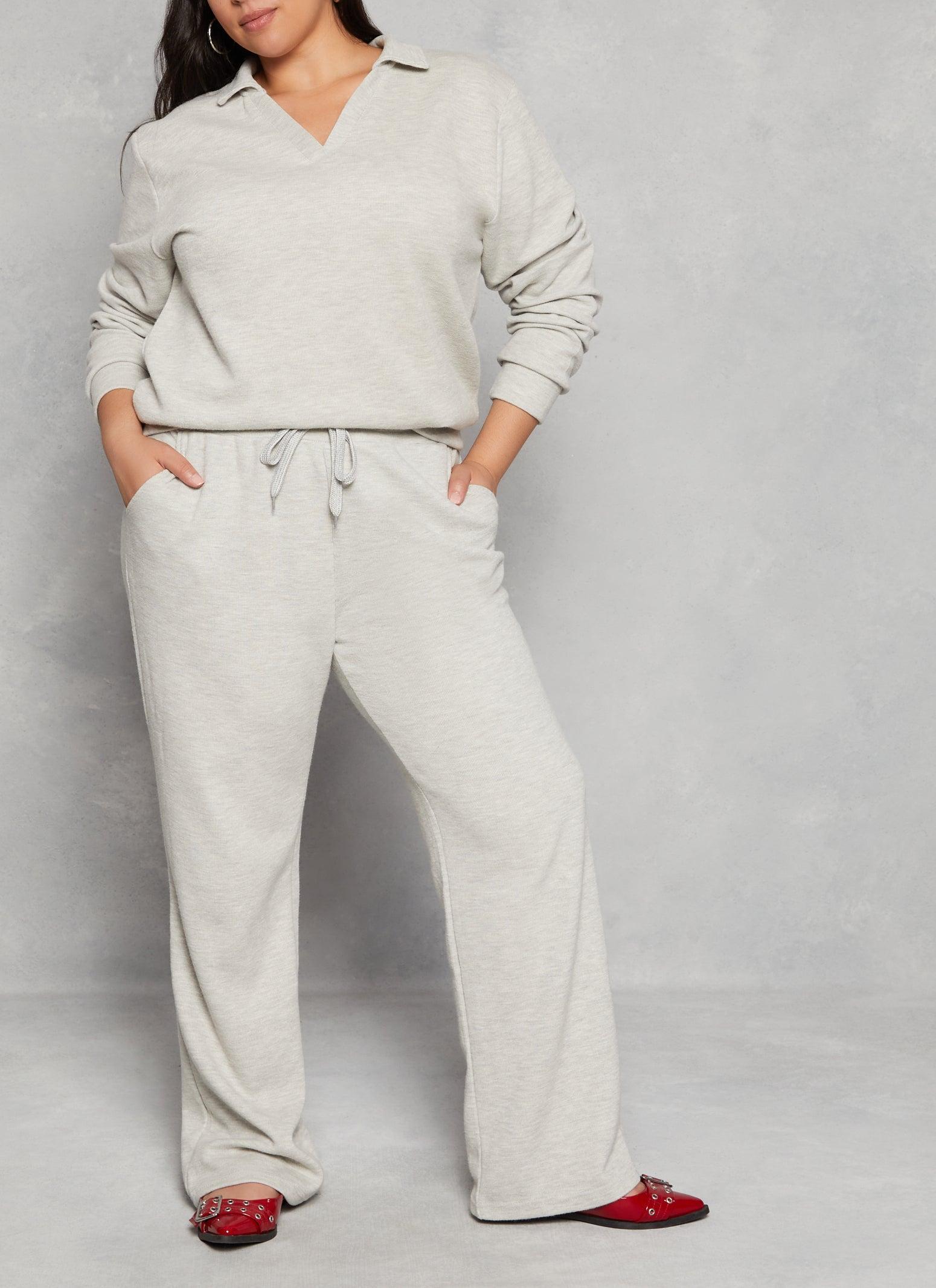 Womens Plus Size Brushed Knit Straight Leg Sweatpants Product Image