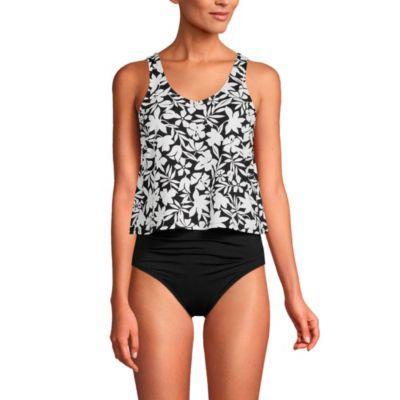 Lands End Womens V-neck One Piece Fauxkini Swimsuit Faux Tankini Top Product Image