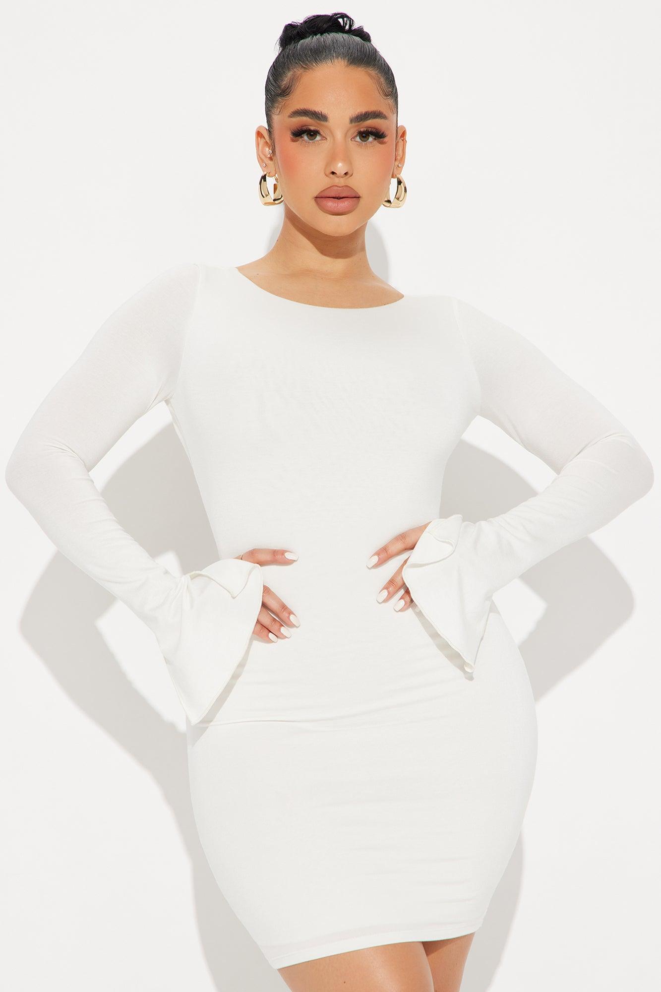 Riley Smooth Double Lined Mini Dress - Off White Product Image