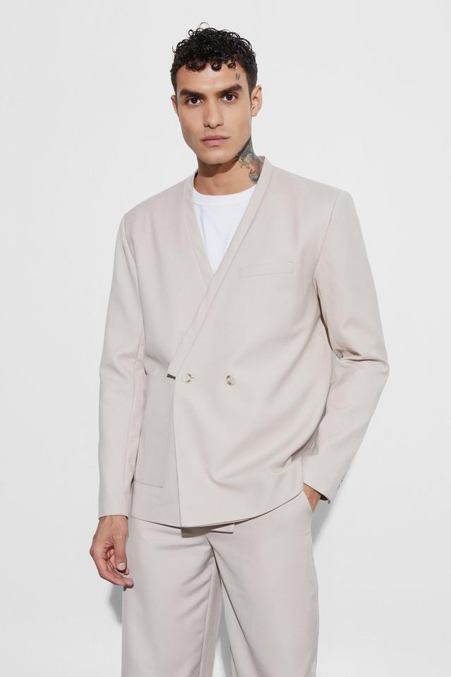 Oversized Boxy Collarless Blazer | boohooMAN USA Product Image