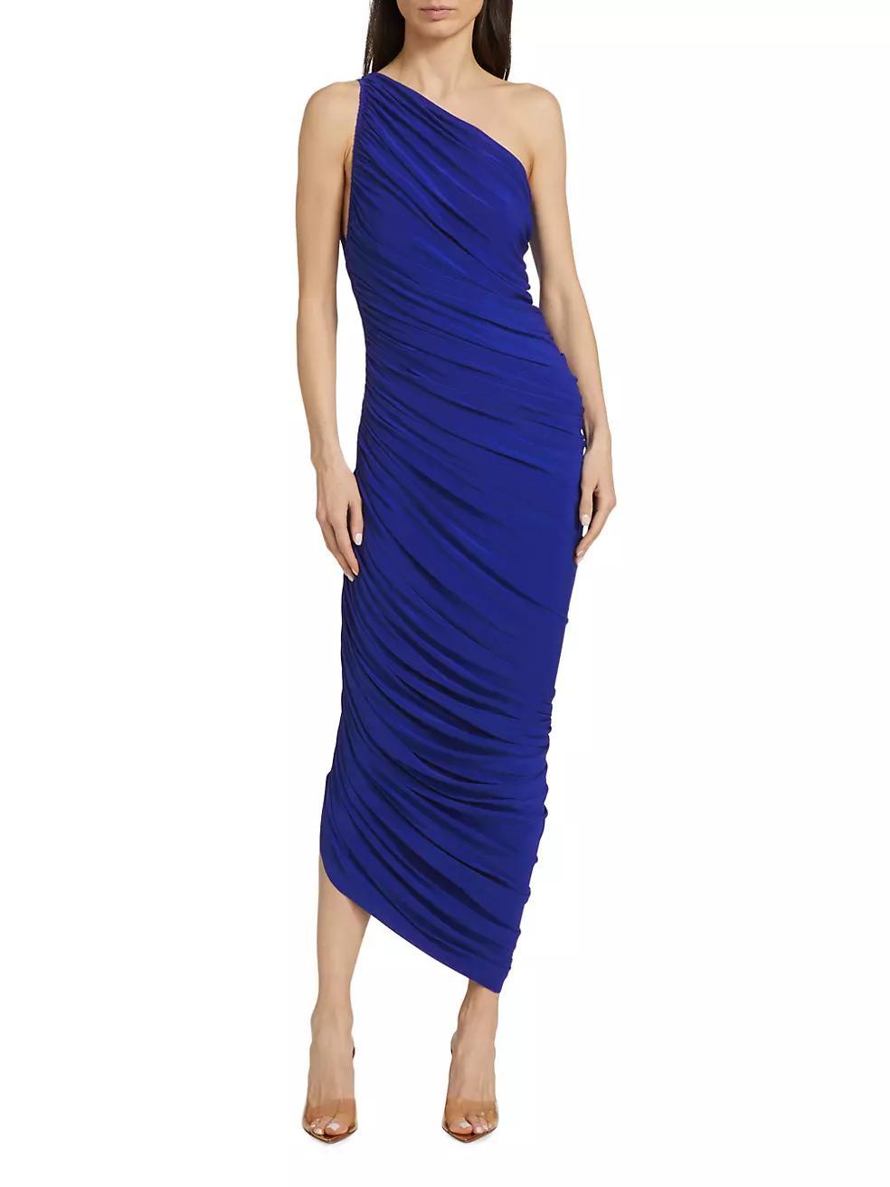 Diana Asymmetric Shirred Jersey Gown Product Image