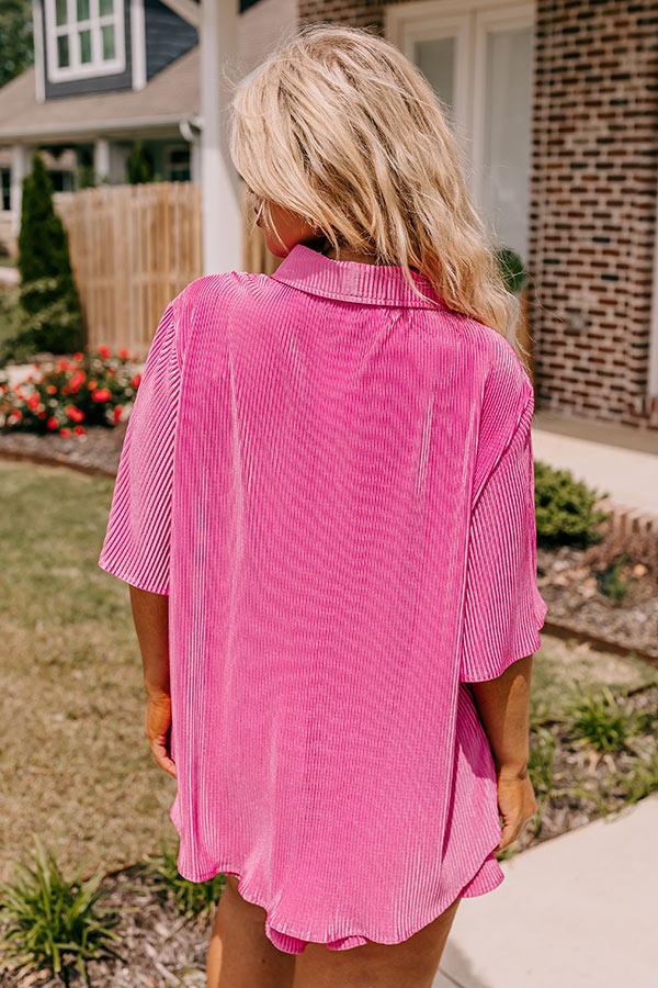 Tour The Town Pleated Top In Pink Curves Product Image