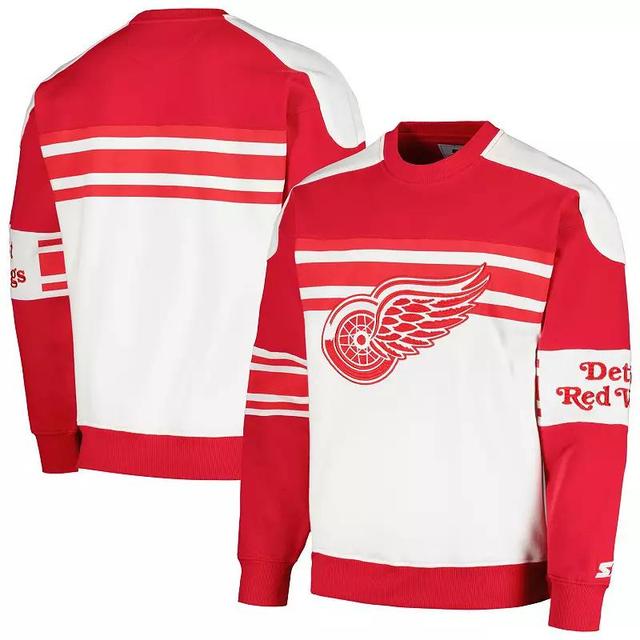 Mens Starter Detroit Red Wings Defense Fleece Crewneck Pullover Sweatshirt Product Image