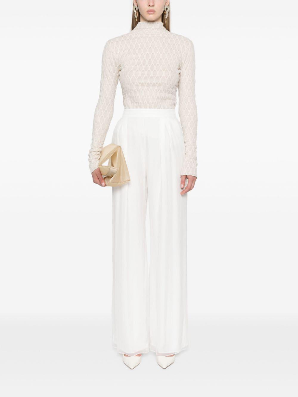 MAX MARA High-waist Silk Palazzo Trousers In White Product Image