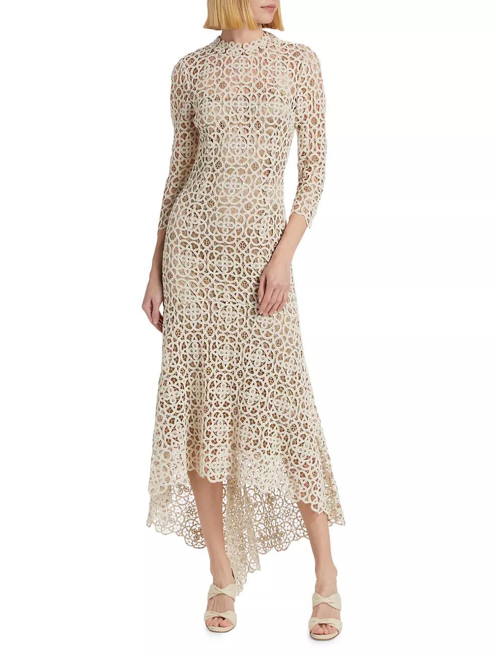 Lace Crochet HIgh-Low Cocktail Dress Product Image