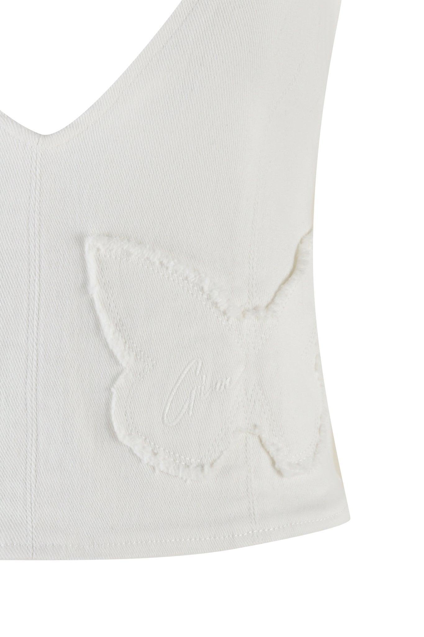 SAFFIYAH TOP - WHITE : DENIM Product Image