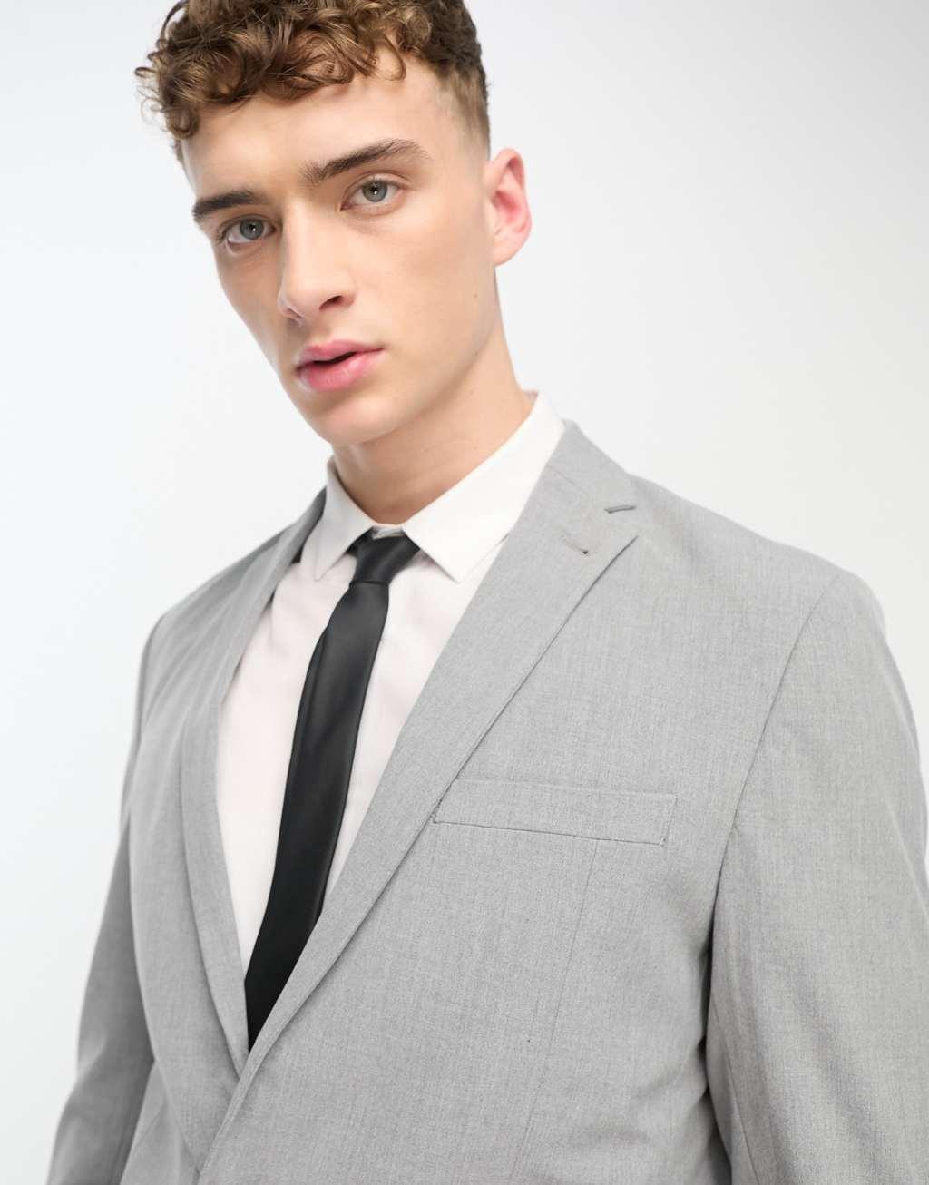 New Look Slim Suit Jacket In Gray Product Image