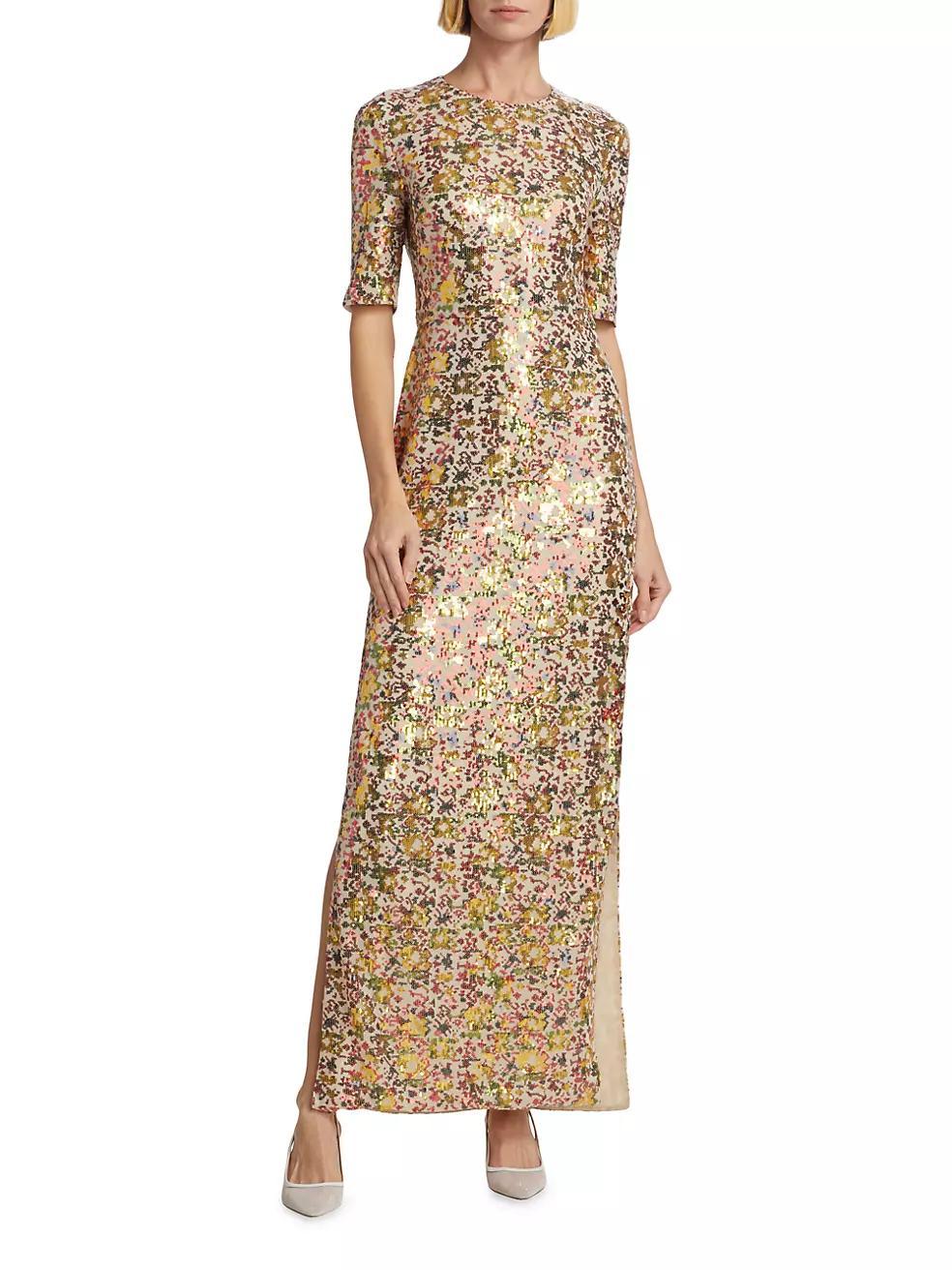 Sequined Short-Sleeve Gown Product Image