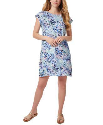 Petite Button-Side Linen-Blend Shift Dress Product Image