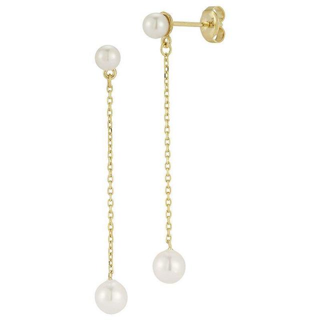 LUMINOR GOLD 14k Gold Double Cultured Pearl Drop Earrings, Womens, White Product Image