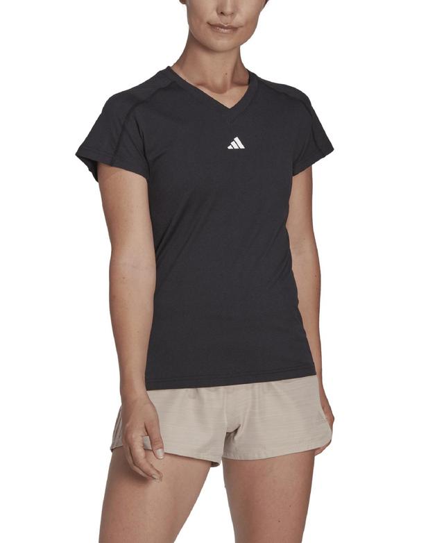 adidas Aeroready Train Essentials Minimal Branding V-Neck T-Shirt (Wonder Orchid) Women's Clothing Product Image