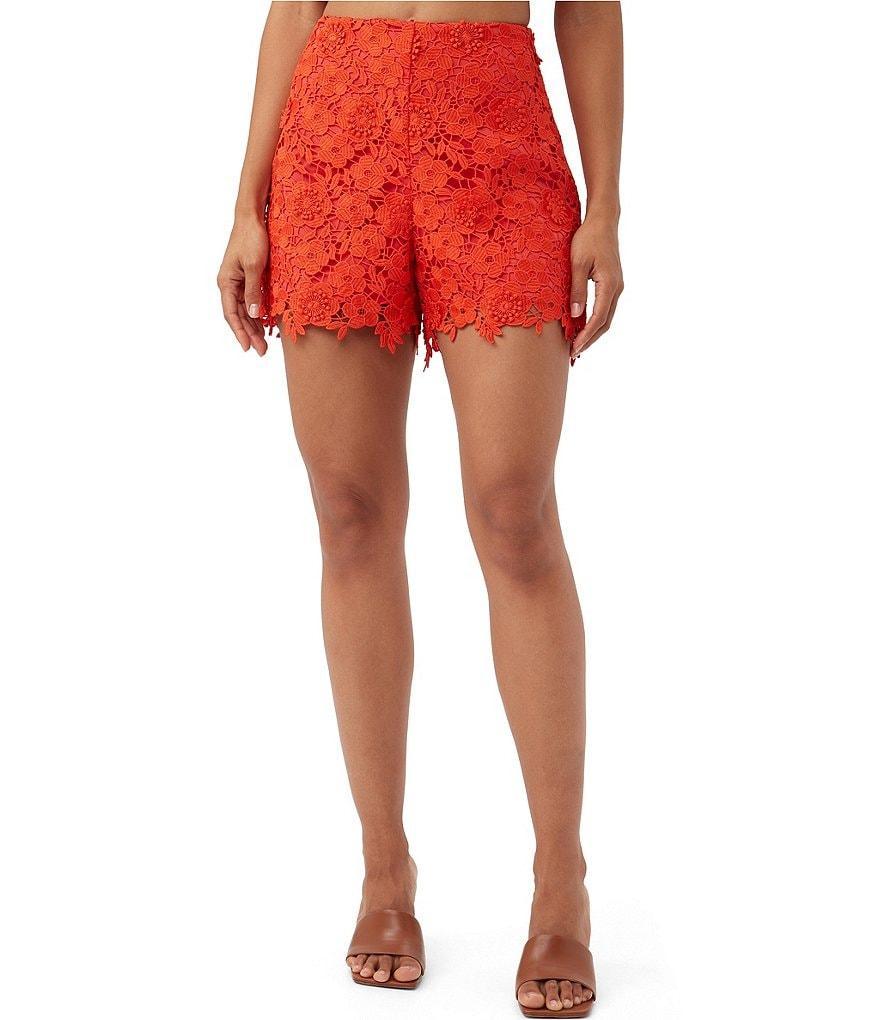 Trina Turk Brightness Floral Lace Scalloped Hem Shorts Product Image