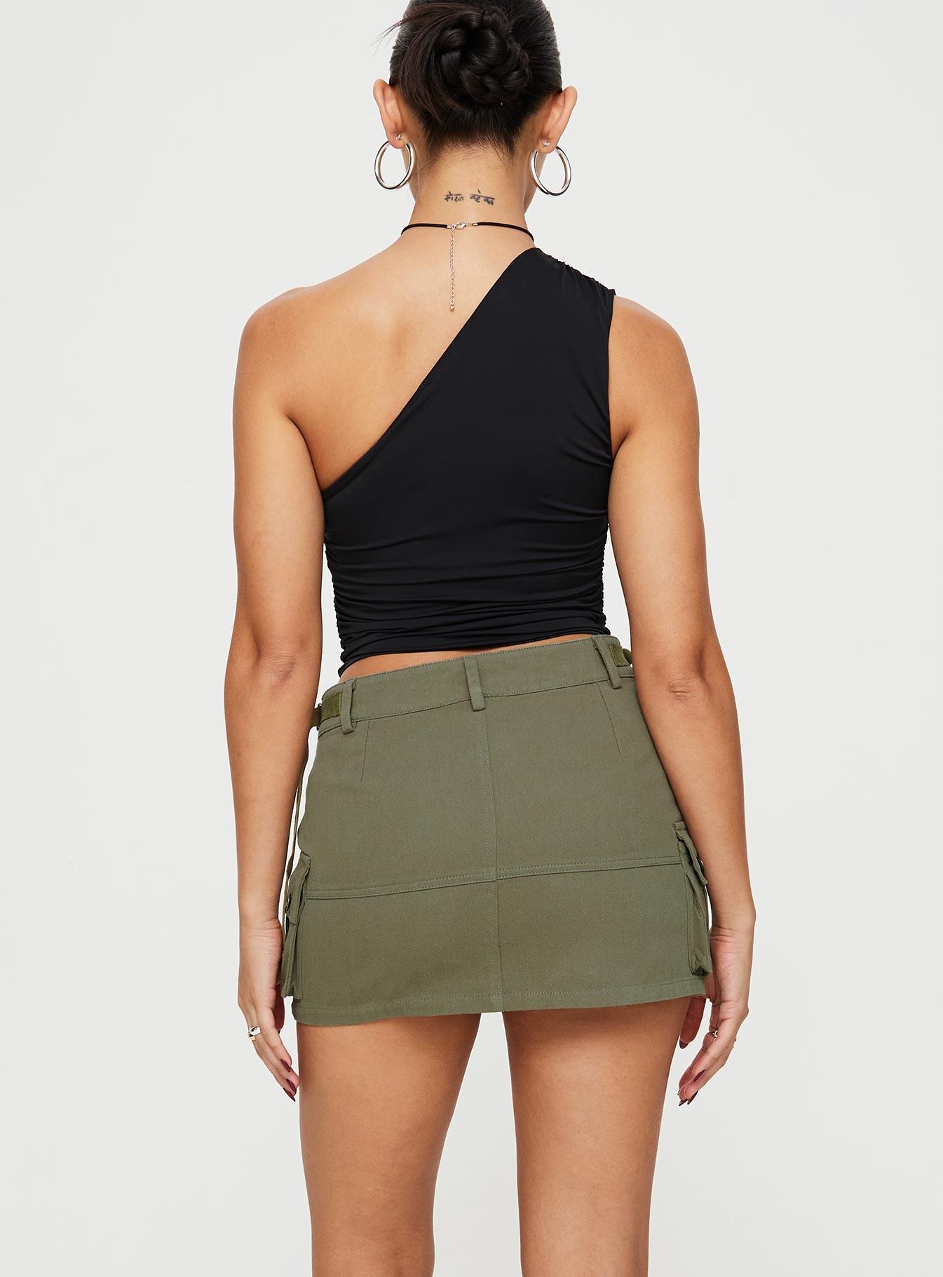 Take You Cargo Mini Skirt Green Product Image