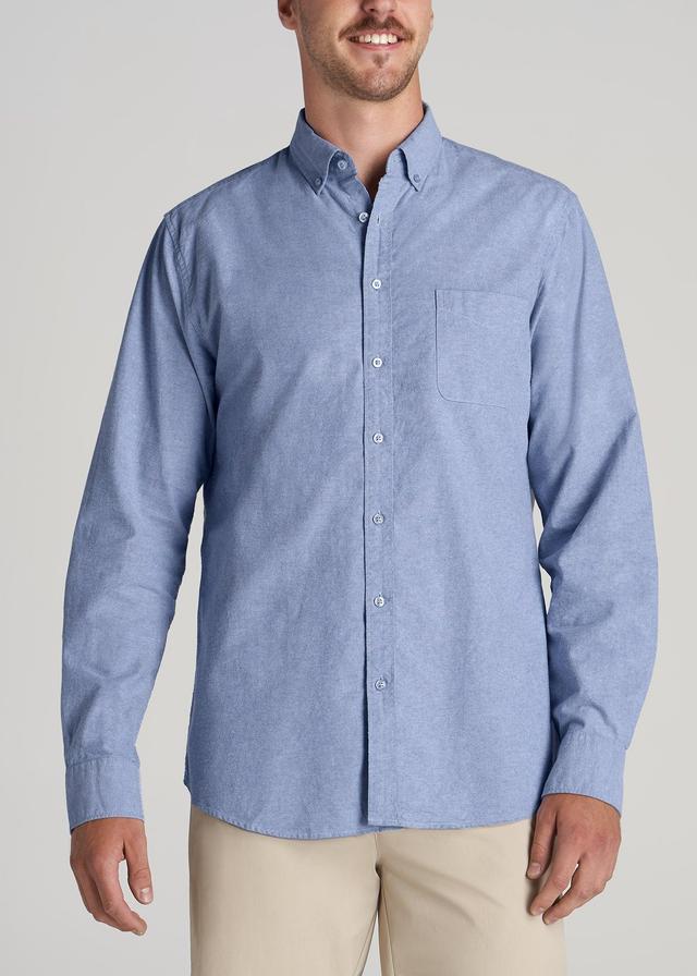 Washed Oxford Shirt for Tall Men in Dark Sky Blue Male Product Image