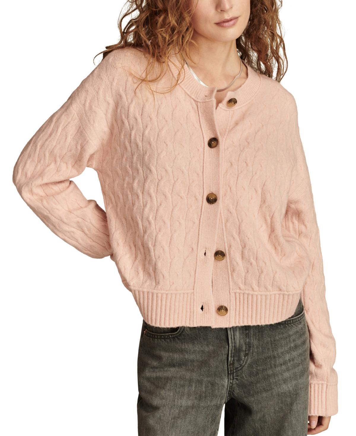 Lucky Brand Womens Slouchy Cable Knit Button-Front Cardigan Product Image