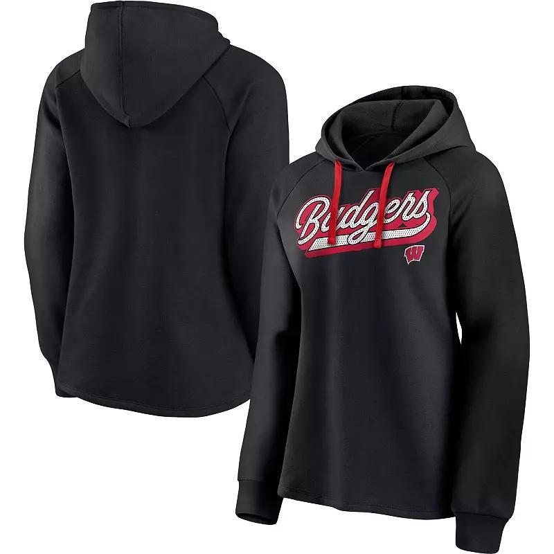 Womens Fanatics Branded Wisconsin Badgers Script Raglan Pullover Hoodie Product Image