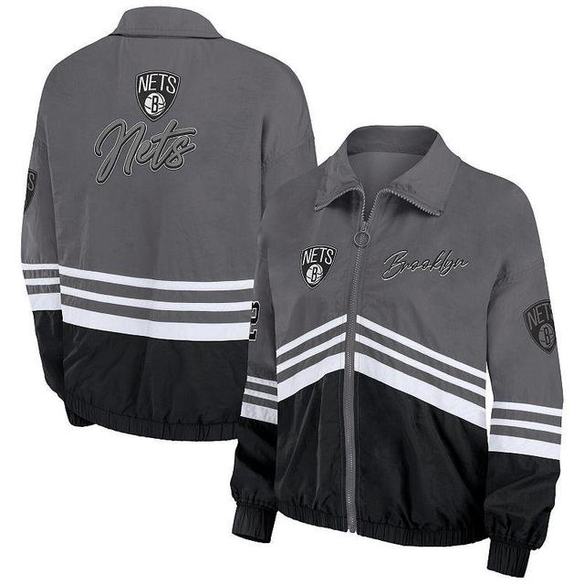 Womens WEAR by Erin Andrews Brooklyn Nets Vintage Full-Zip Windbreaker Product Image