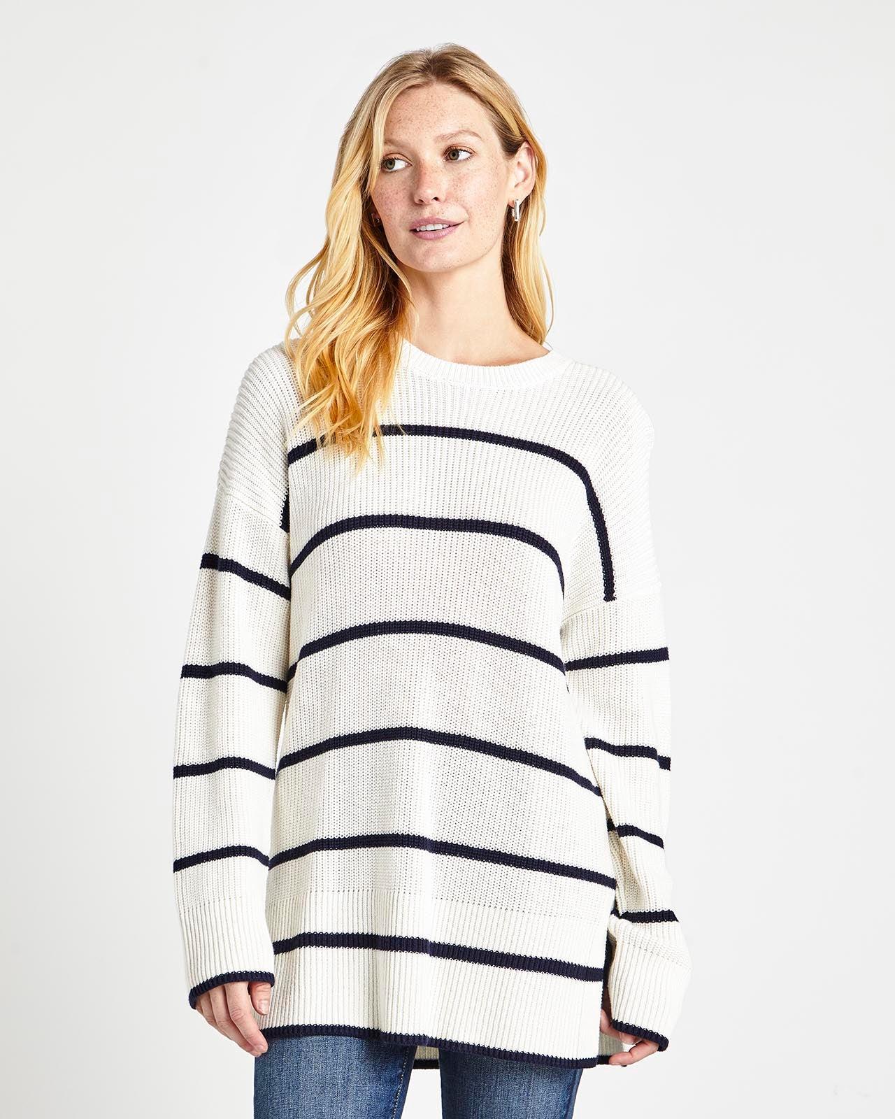 Parker Drop-Shoulder Stripe Crewneck Sweater Product Image