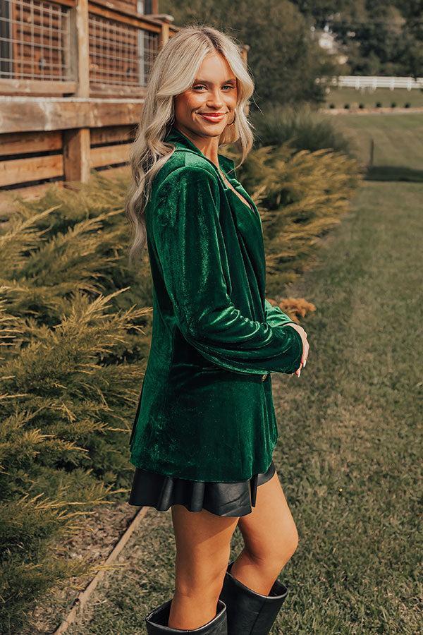 Luxe Lane Velvet Blazer In Hunter Green Product Image