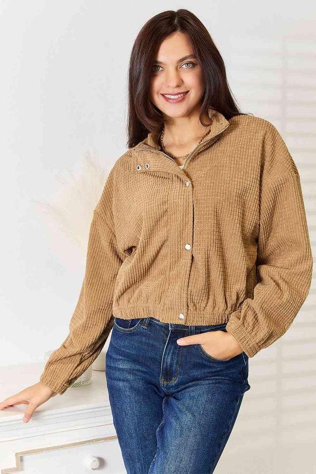 Double Take Long Sleeve Dropped Shoulder Jacket Product Image