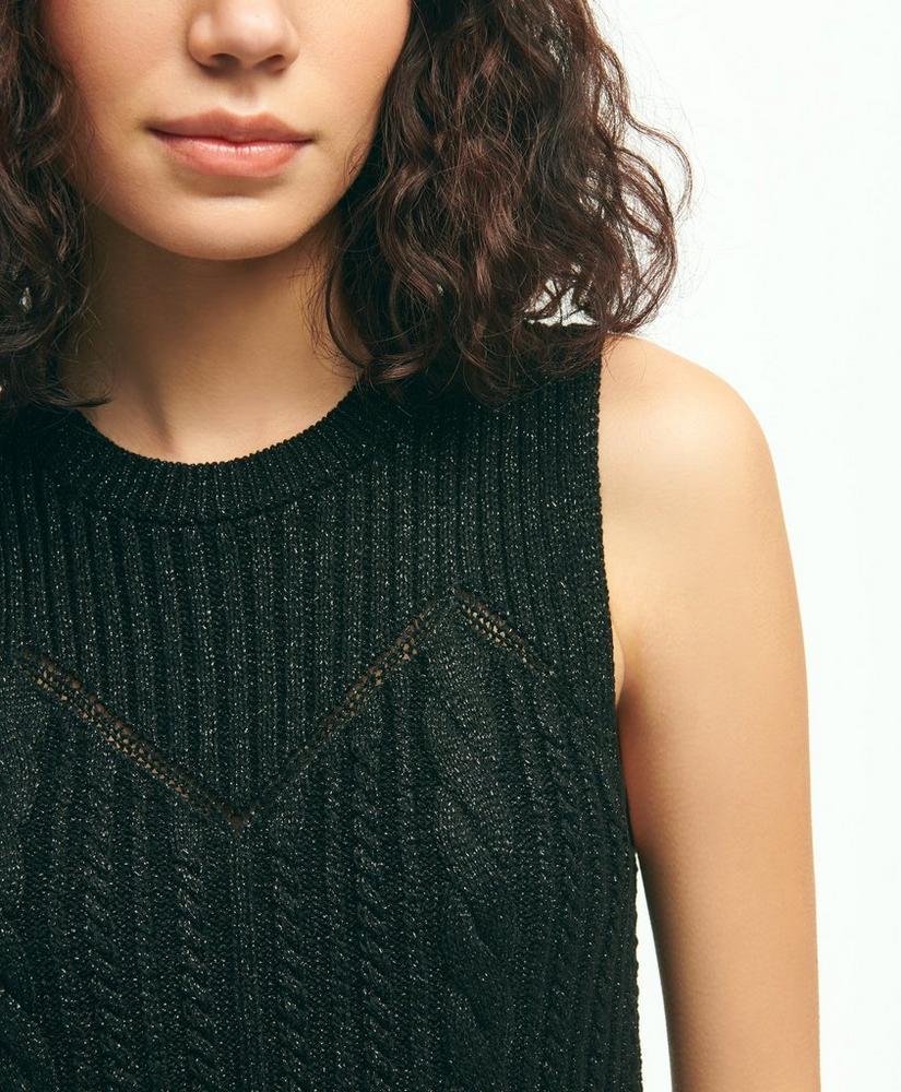 Sparkling Cable Knit Cropped Sleeveless Sweater Product Image