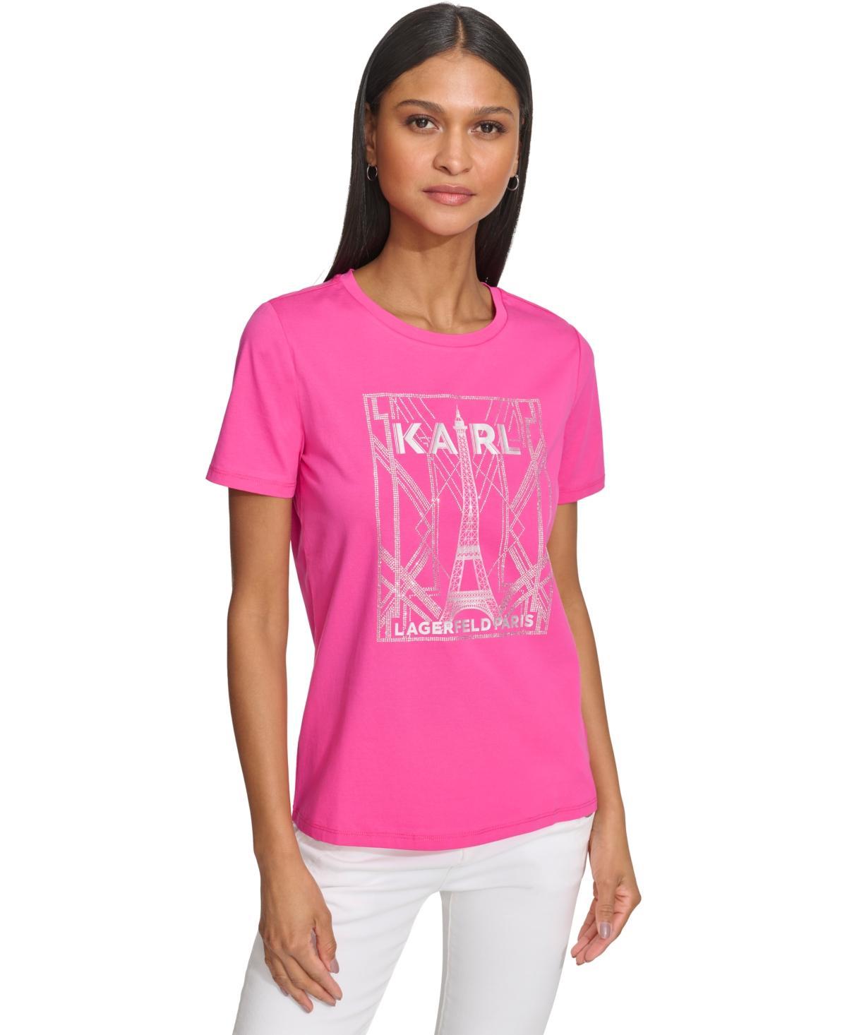 Karl Lagerfeld Paris Womens Sparkle City Scene Tee Product Image