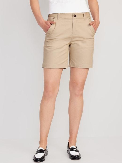 High-Waisted Uniform Bermuda Shorts for Women -- 7-inch inseam Product Image