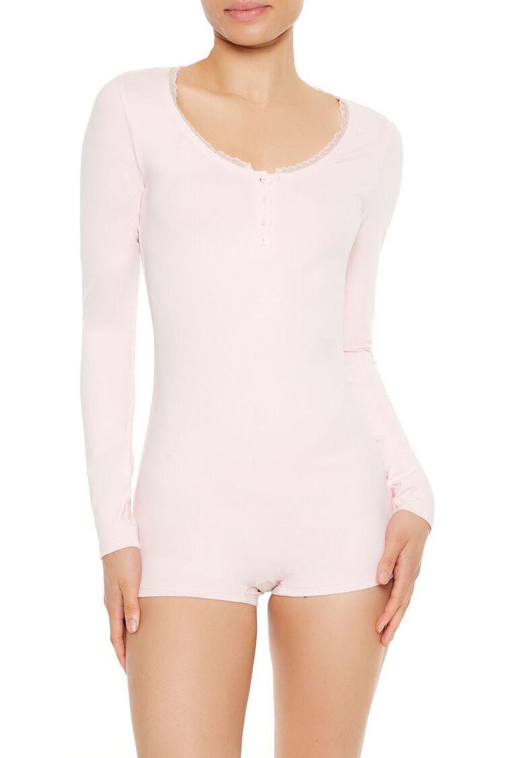 Fitted Lace-Trim Pajama Romper | Forever 21 Product Image