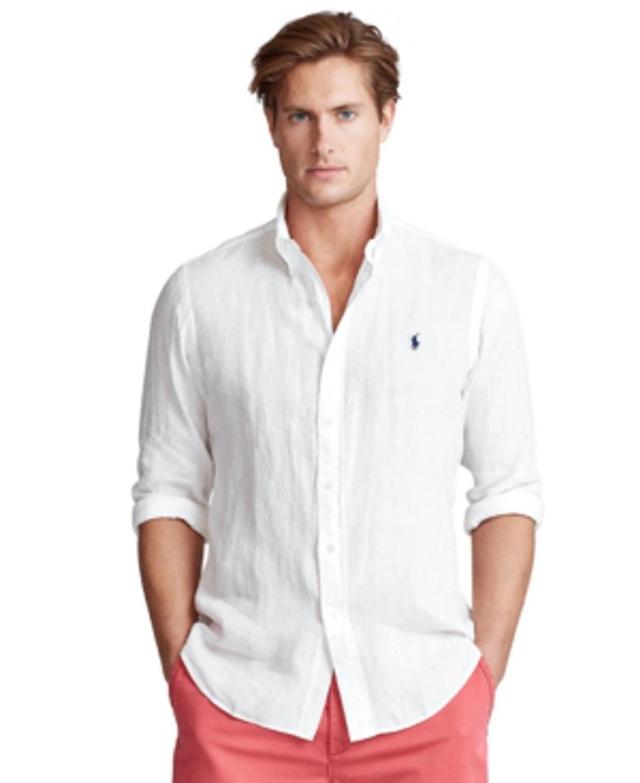 Men's Big & Tall Classic-fit Linen Shirt In White Product Image