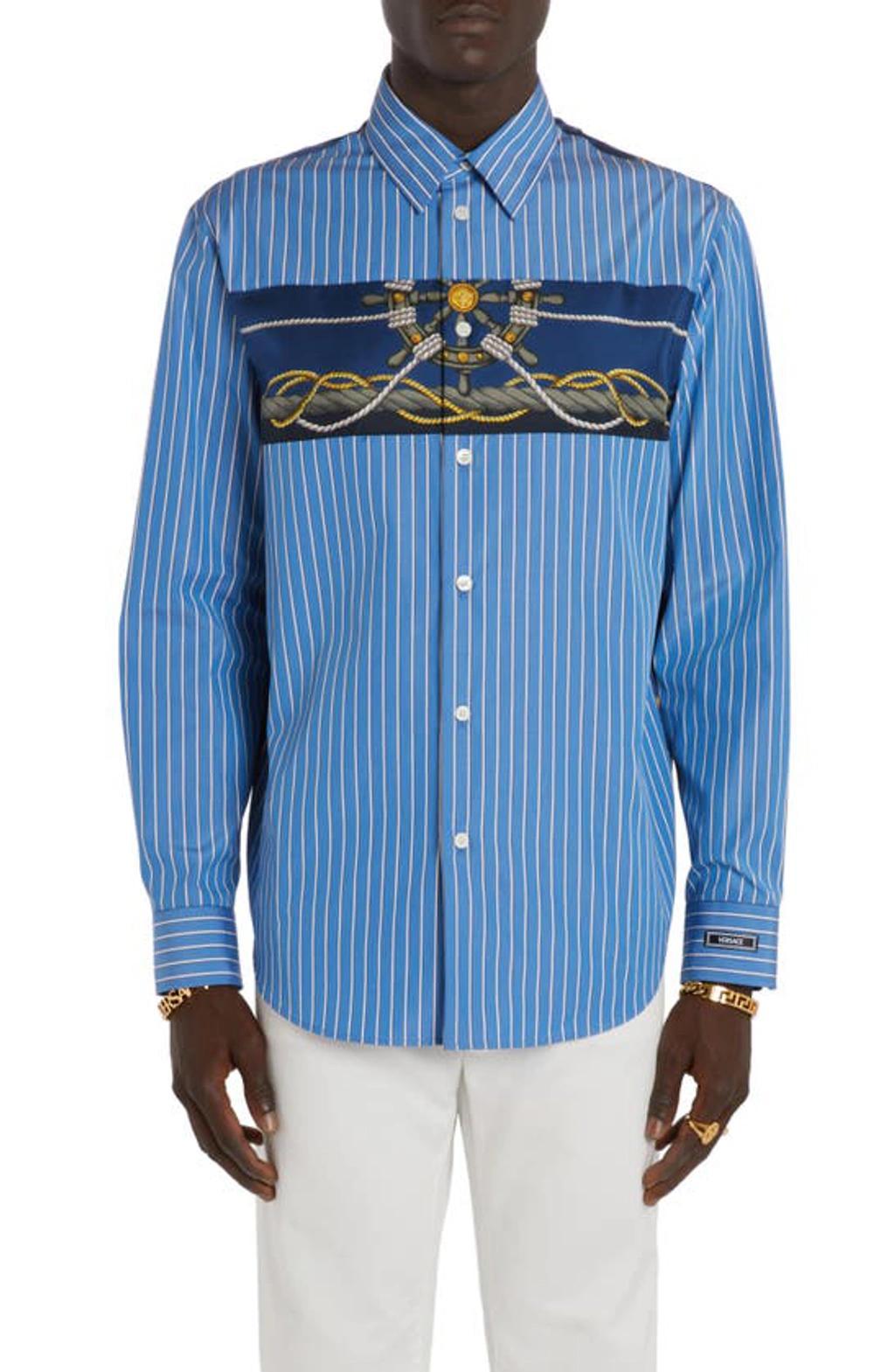 Nautical Striped Shirt In Celeste Product Image