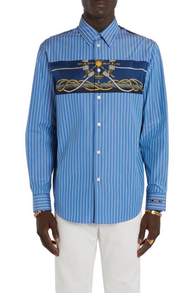 Nautical Striped Shirt In Celeste Product Image