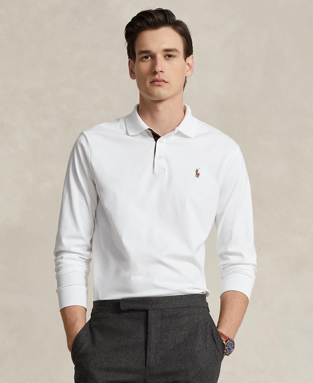 Mens Cotton Interlock Long-Sleeve Polo Shirt Product Image