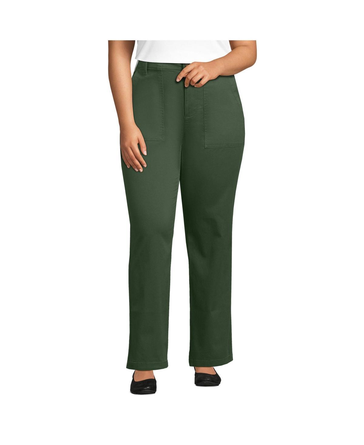 Plus Size Lands End High-Rise Chino Utility Straight Leg Pants, Womens Product Image