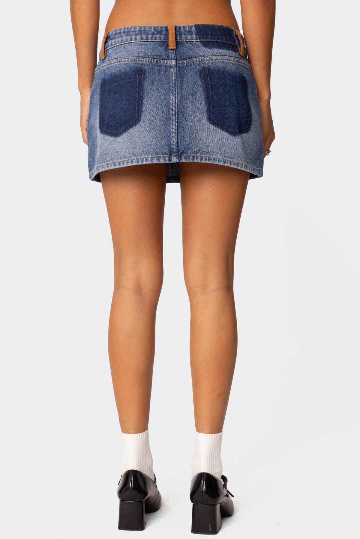 Vera Suede Trim Denim Mini Skirt Product Image