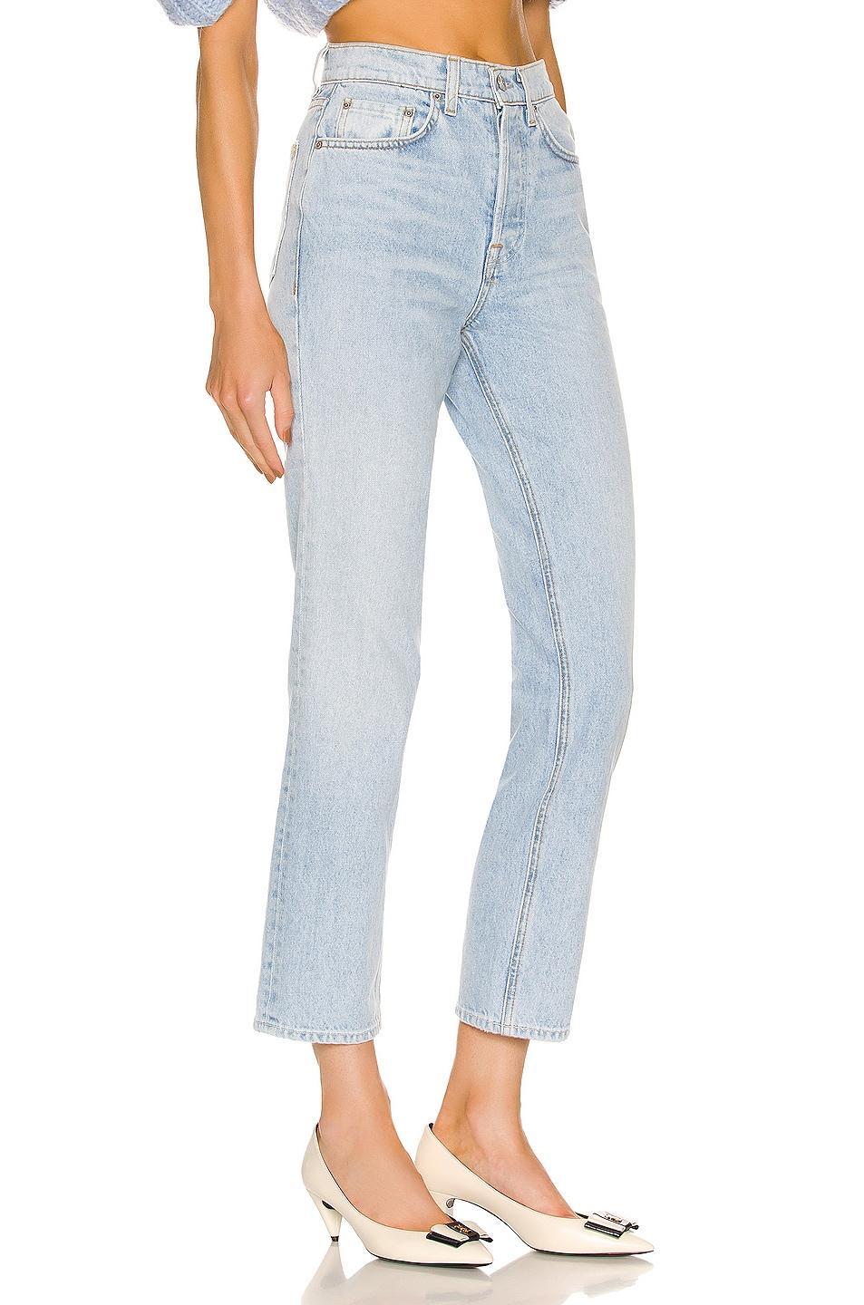 GRLFRND Cassidy Mid Rise Straight in Blue. - size 32 (also in 30, 31) Product Image