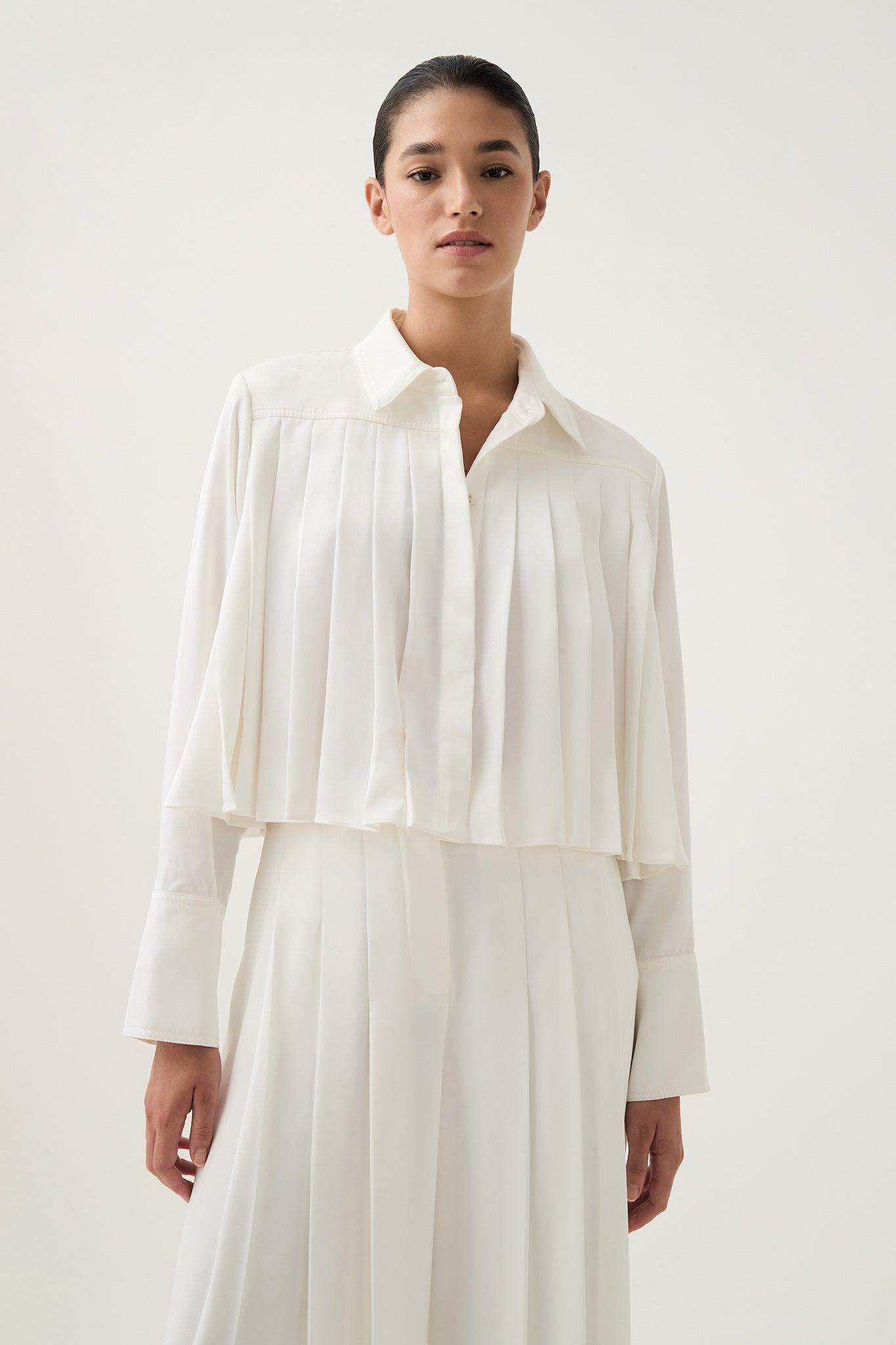 Estrade Pleated Crop Shirt Product Image