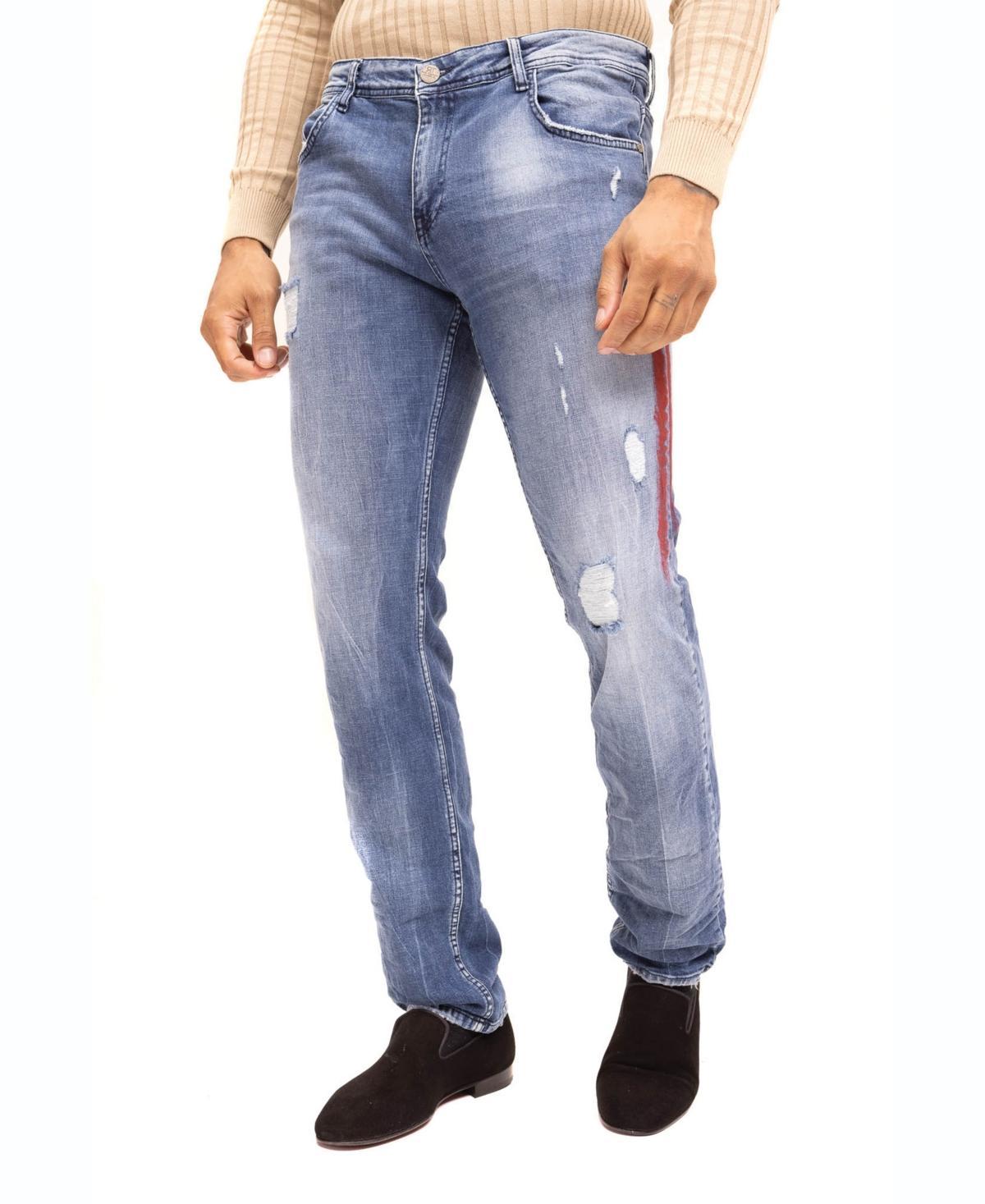 Ron Tomson Mens Modern Stripe Denim Jeans Product Image