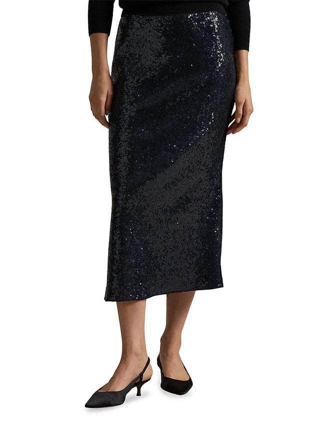 Womens Sequined Bias-Cut Midi-Skirt Product Image