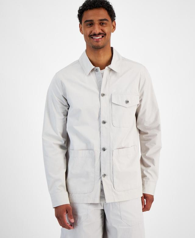 Michael Kors Mens Garment Wash Button-Front Shirt Jacket Product Image