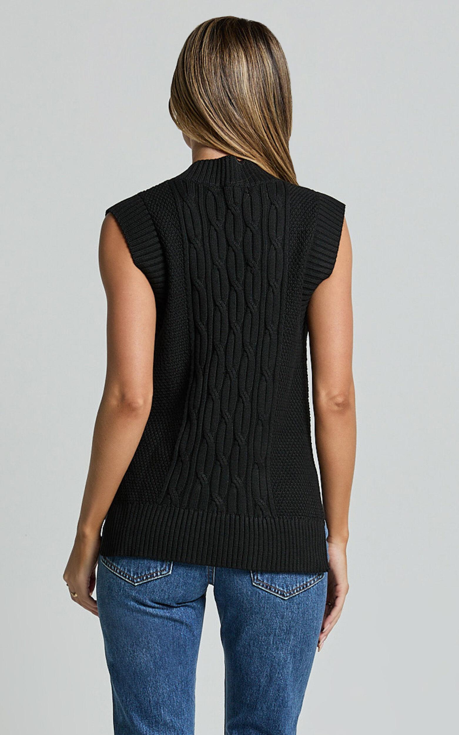 Cadha Vest - Knit Sweater Vest in Black Product Image