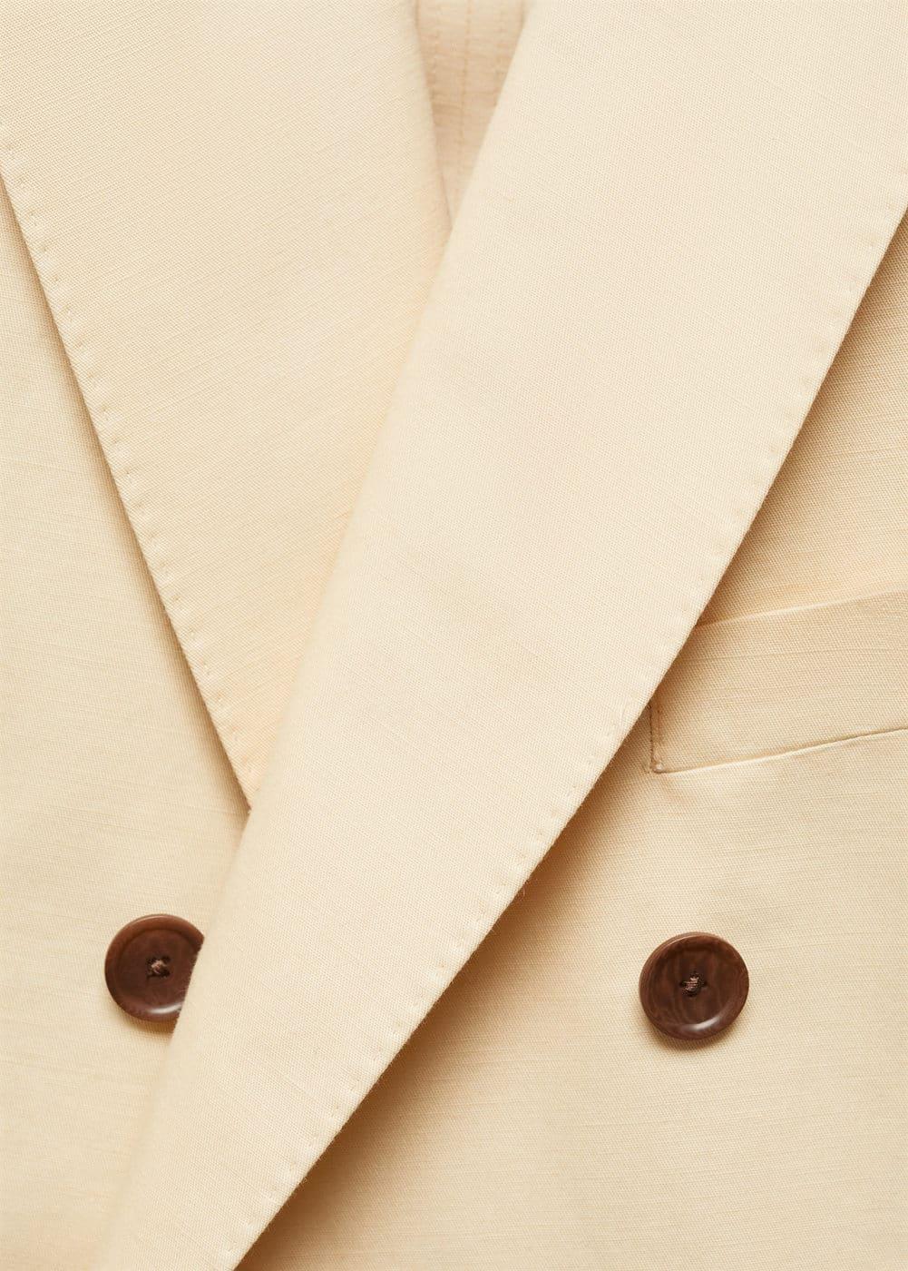 MANGO MAN - Cotton-linen double-breasted suit blazer pastel yellowMen Product Image