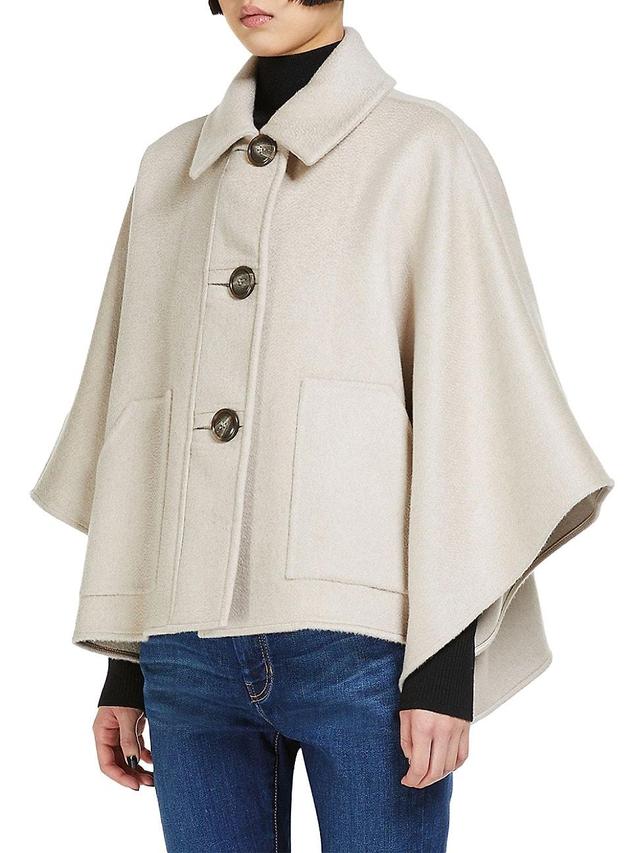 Womens Cashmere Double-Face Button Front Cape Product Image