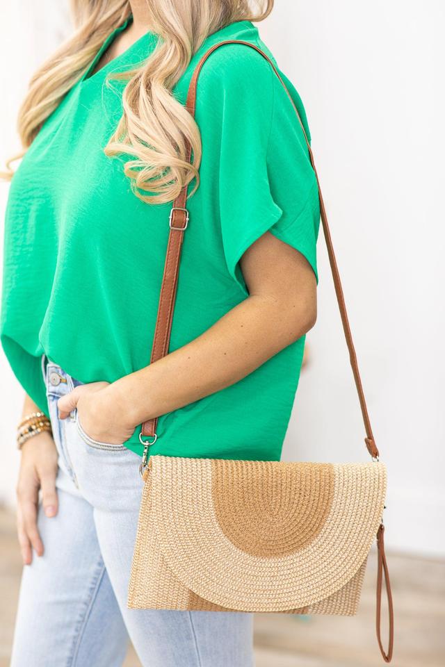 Two Tone Straw Clutch Bag Product Image