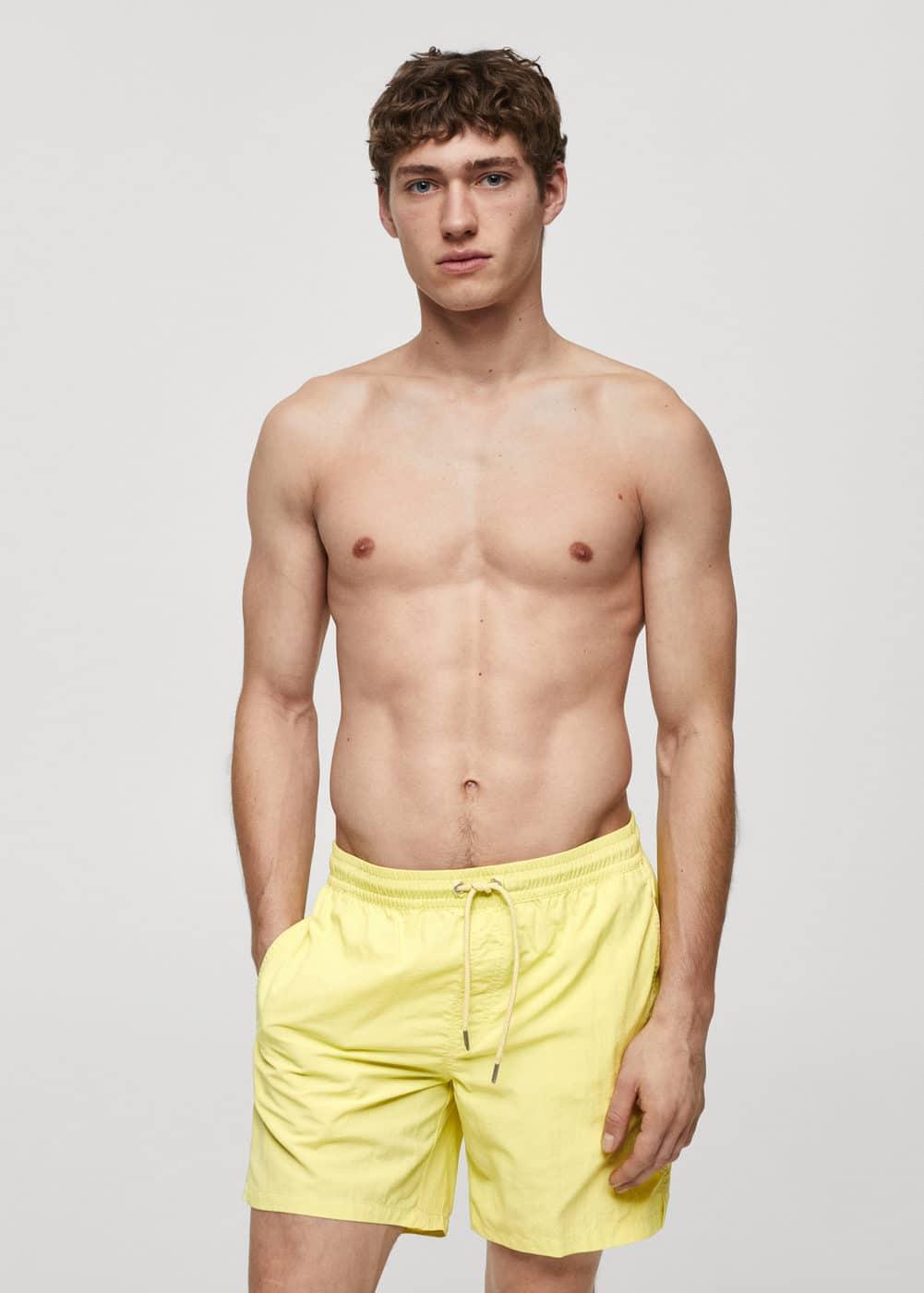 MANGO MAN - Basic drawstring swimsuit limeMen Product Image